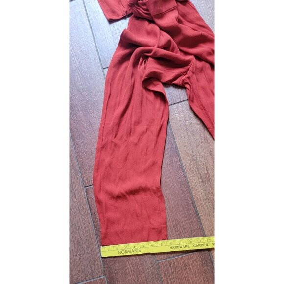 J CREW Puff Sleeve Casual Jumpsuit Straight Fit RED ORANGE Drapey Size 4 NEW - Picture 12 of 15